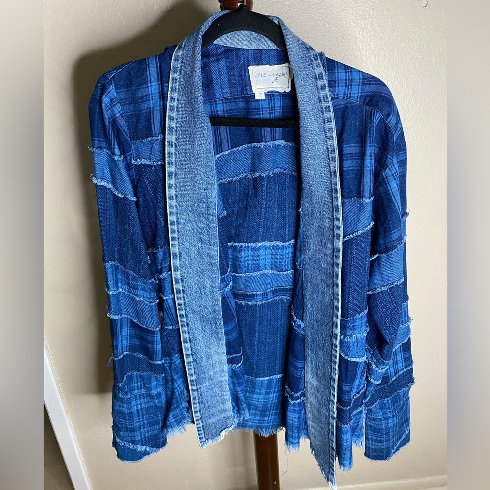 Greg Lauren RARE MIXED INDIGO GL1 STUDIO BLUE  PATCH WORK DENIM Men’s size small